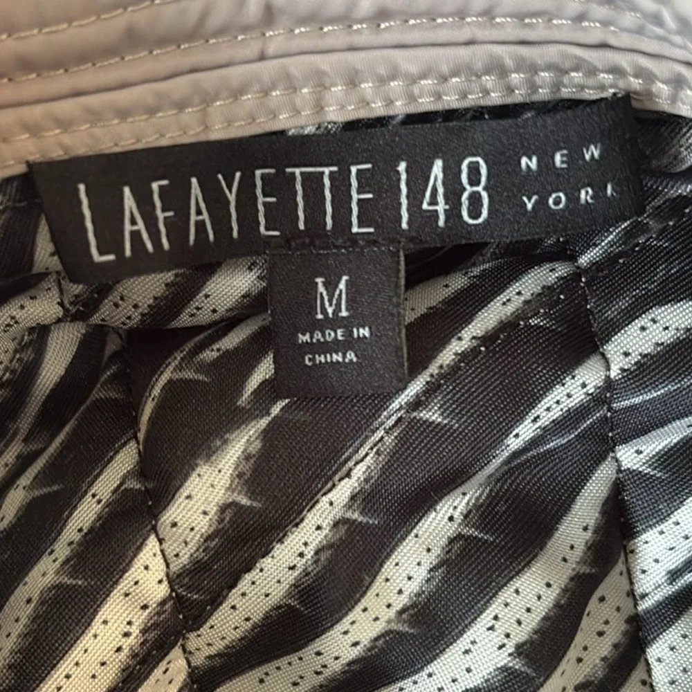 Lafayette 148 New York Beige Khaki Quilted Jacket Coat - M
